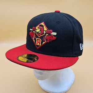 Rochester Red Wings New Era 59Fifty Fitted 7 1/4 Hat Cap MiLB Baseball Black Red